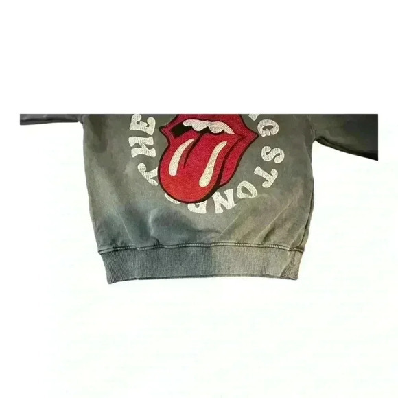 Zara Rolling Stones Distressed Gray Sweatshirt - Iconic Tongue Logo, Size‎ 11/12 - Picture 2 of 6
